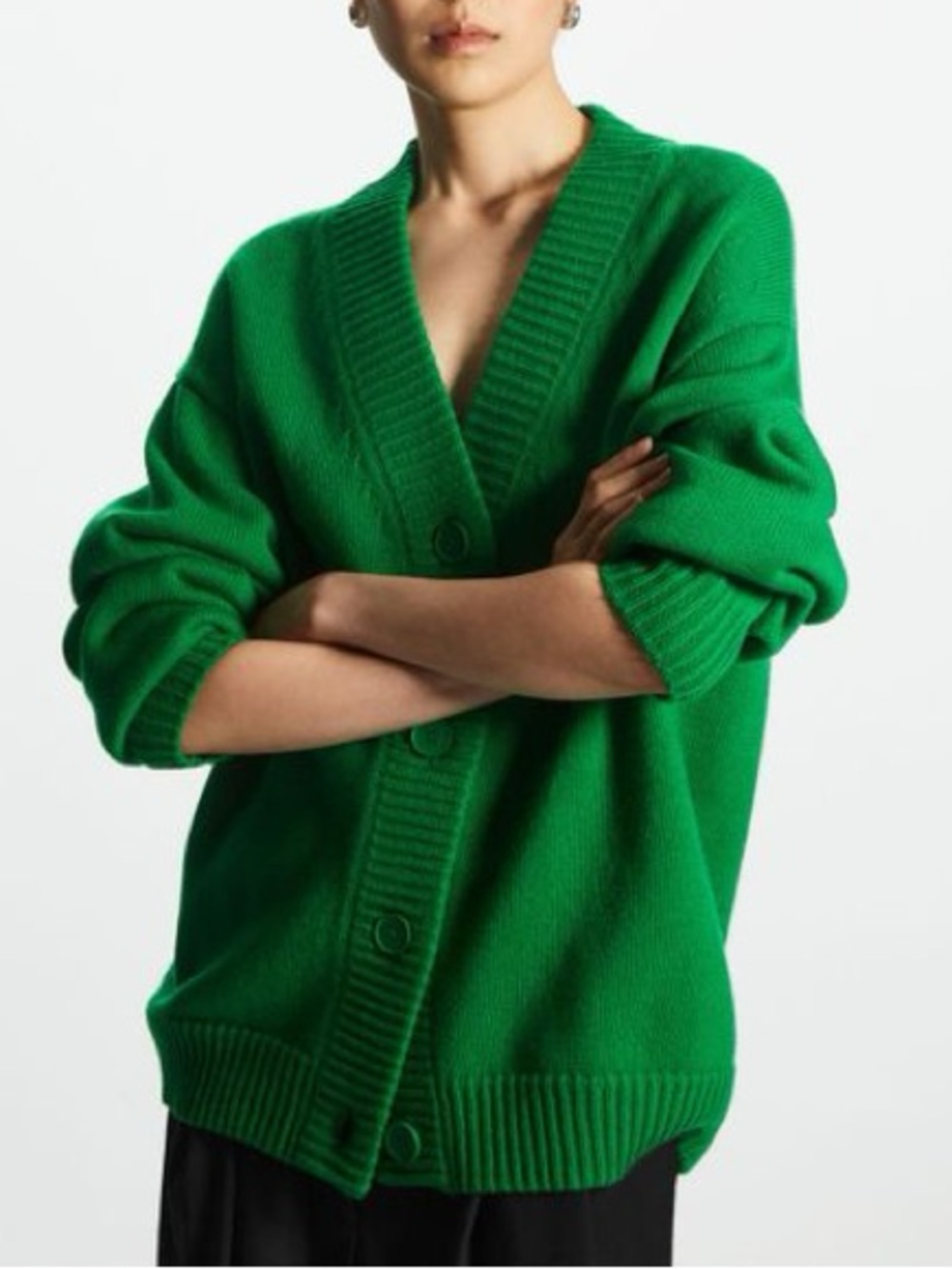 COS 100% Wool V-Neck Button Cardigan